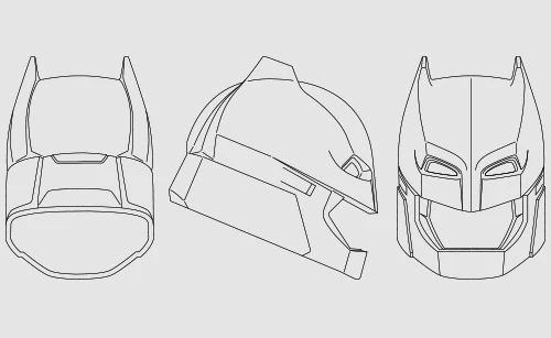 Line Drawings of the Helmet