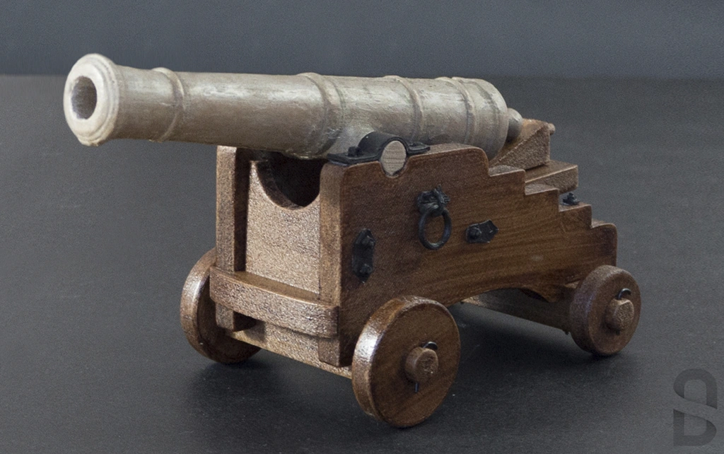 3D Printed Bronze Cannon - 3/4 Front View