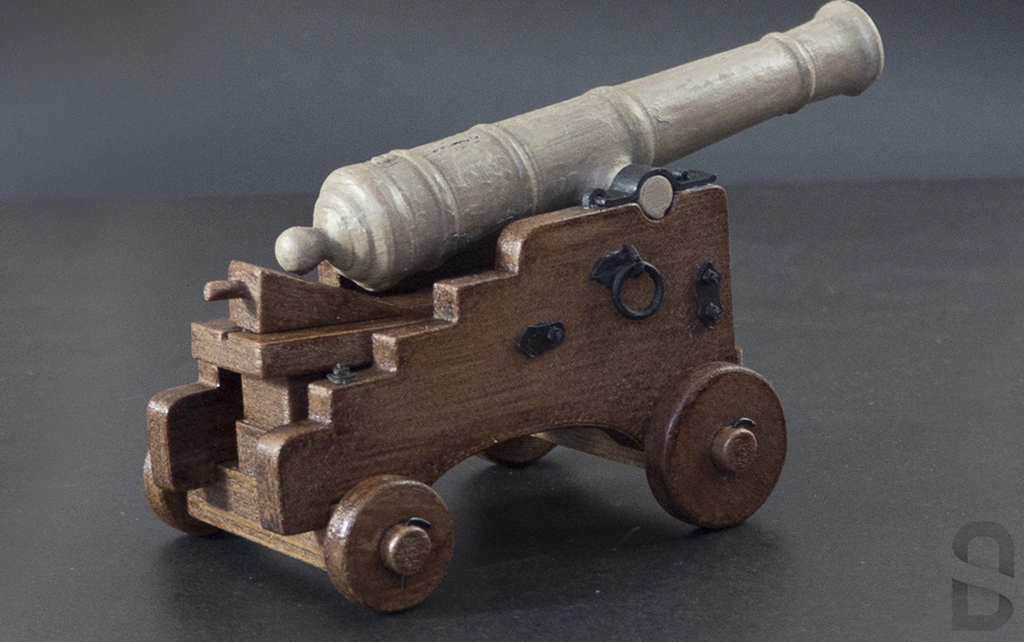 3D Printed Bronze Cannon - 3/4 Rear View