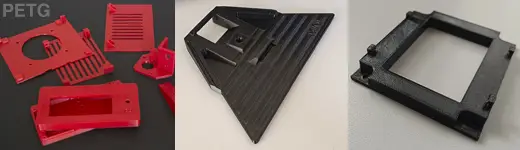 Ejemplos de objetos imprimidos en PETG