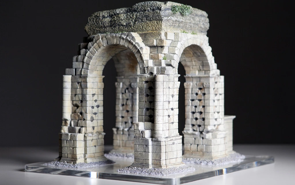 3D printed scale model of the Roman Arch of Cáparra - From Rear