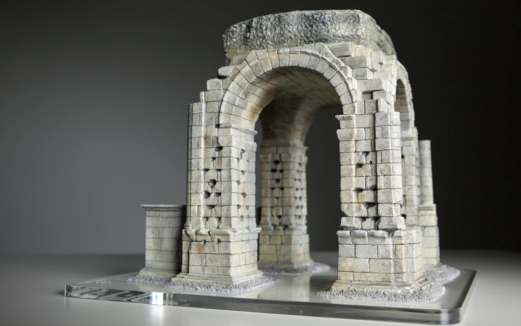 3D printed scale model of the Roman Arch of Cáparra - Side View