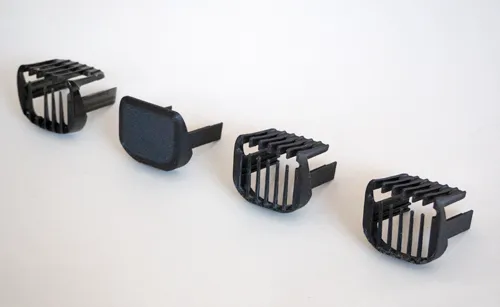 On the left the broken comb, and on the right iterations of the fixed comb