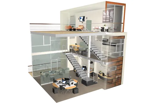 Render 3D de apartamento duplex/triplex