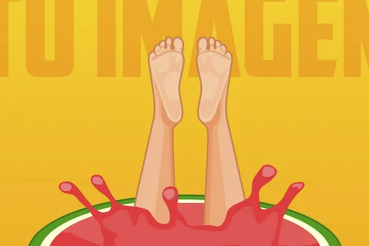 Diseño gráfico de hombre entrando en una sandia